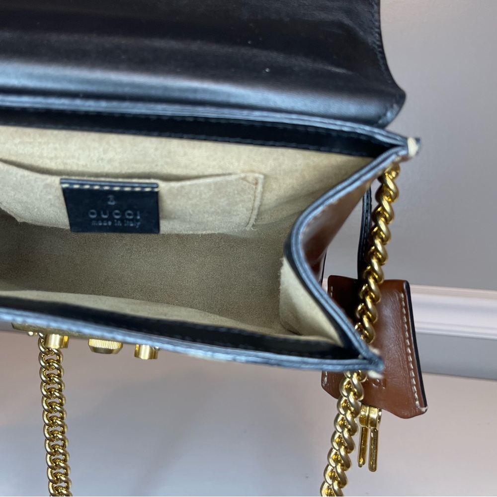 Gucci - GG PADLOCK Supreme SMALL SHOULDER Crossbody with COA Black Biege - Picture 8 of 16